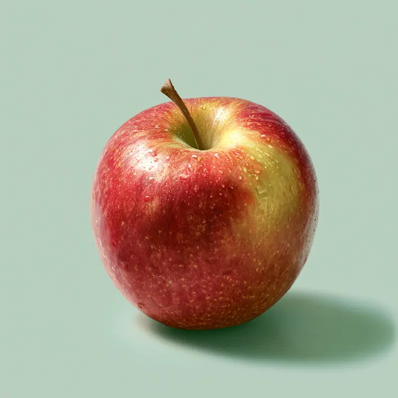 Close-up photography of a fresh red and yellow apple with water droplets