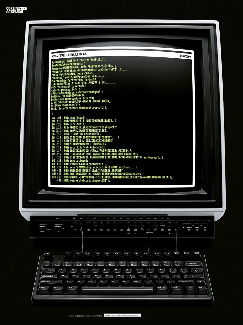 Retro Style Computer Terminal Displaying Code on Screen