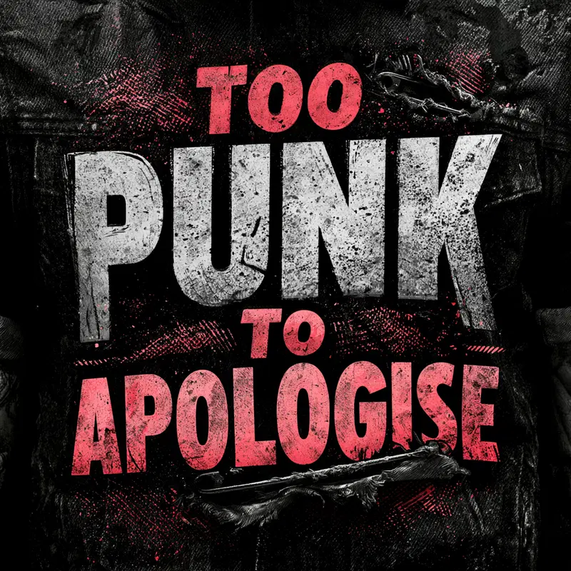 Grunge style typography art with punk themed slogan and safety pins
