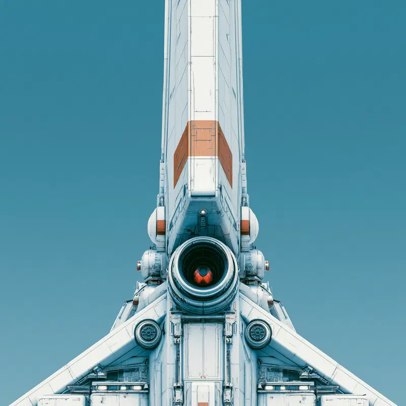 Detailed futuristic spaceship engine with geometric design elements