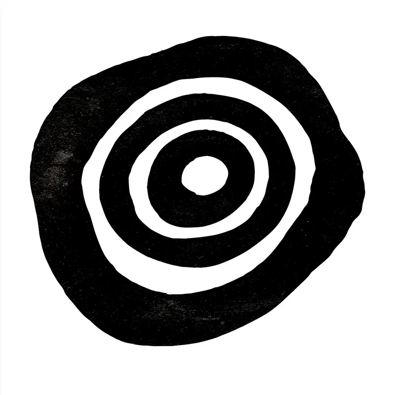 Black and white concentric circles forming a minimalist abstract design
