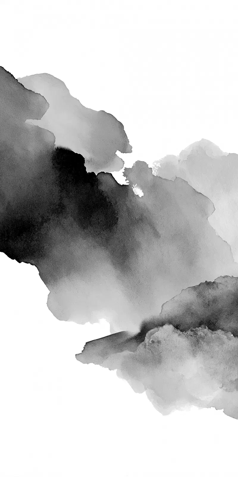 Abstract monochrome ink wash painting with soft gray and black gradients