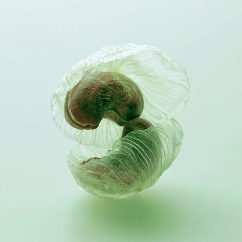 Close-up of translucent organic structures with intricate textures
