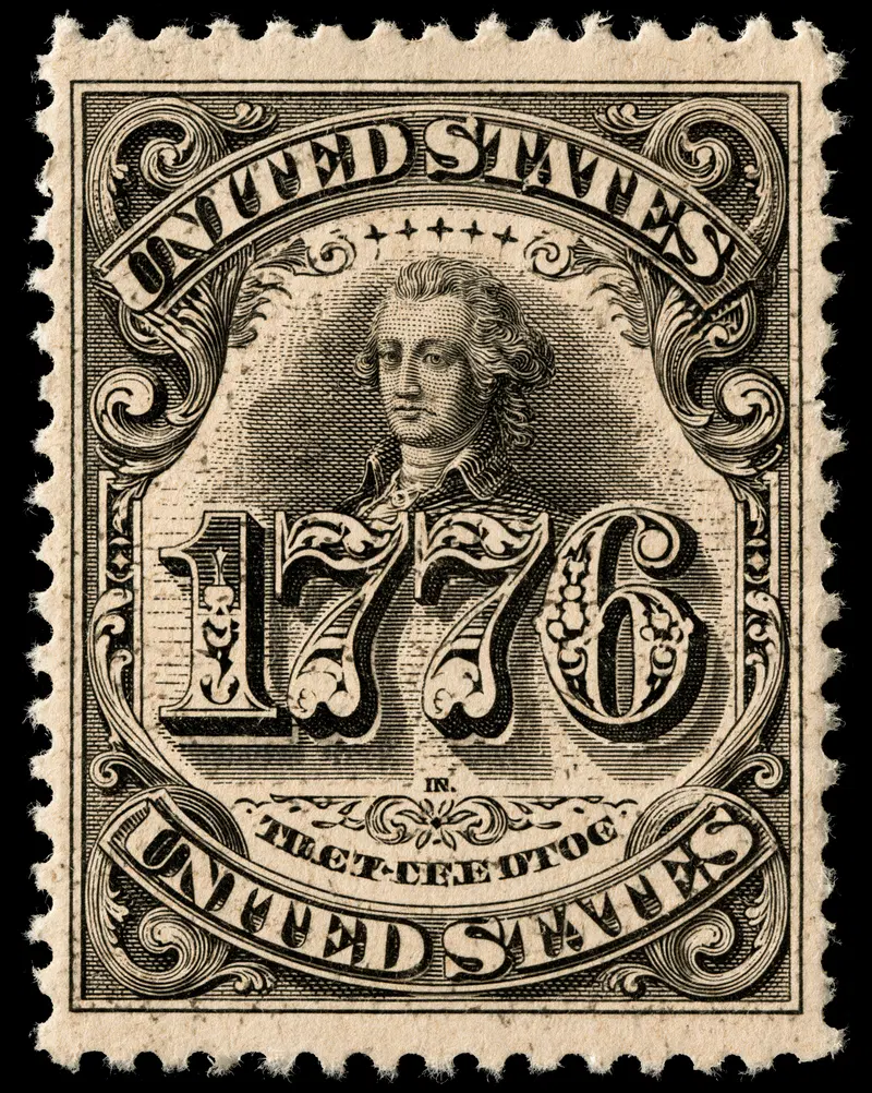 Ornate 1776 Vintage United States Stamp Featuring Historical Portrait