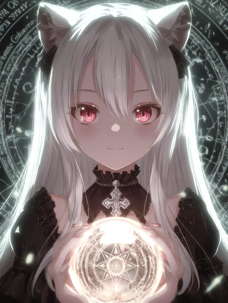 Ethereal Anime Sorceress Aesthetic with Magical Elements