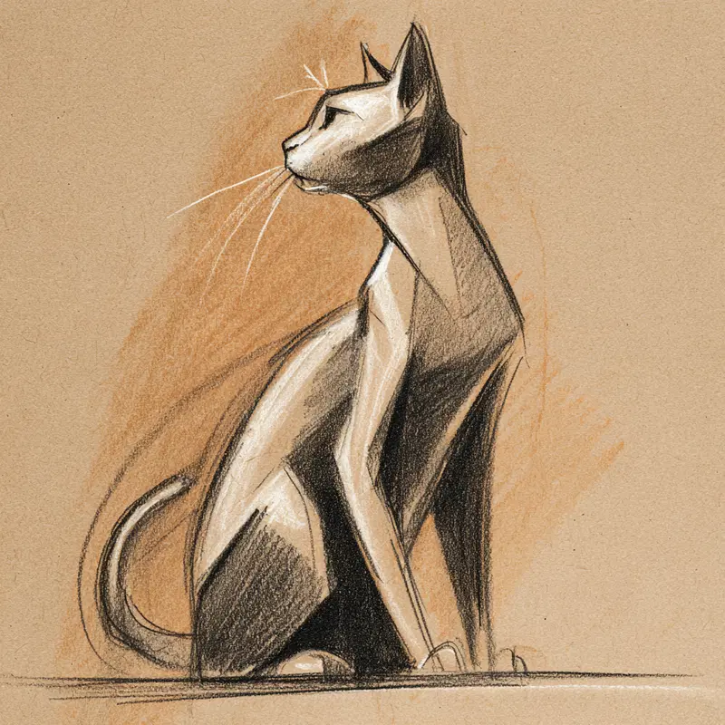 Mid-Century Modern Atomic Cat Figure Study Art Inspiration