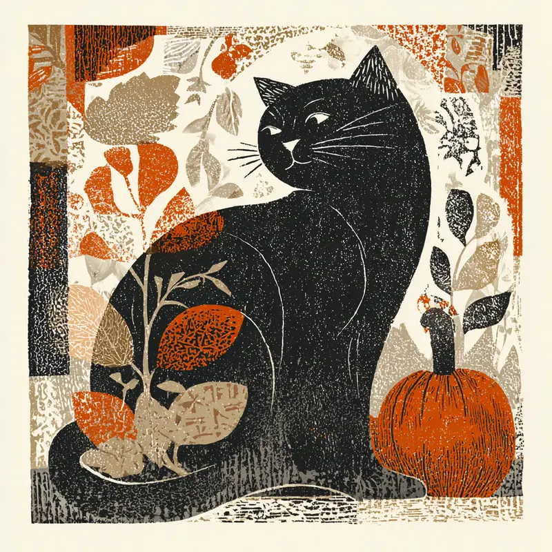 Rustic Autumn Decor Ideas with Black Cat and Pumpkins