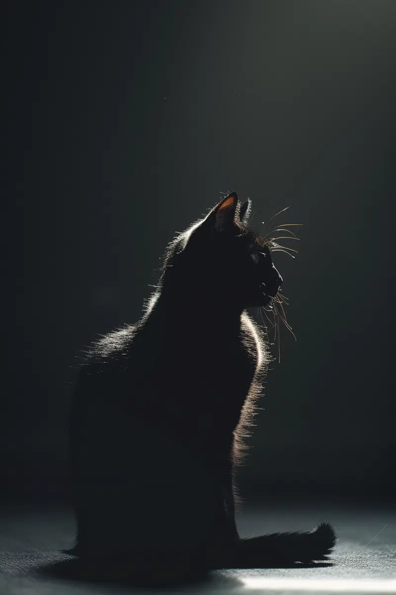 Minimalist Black Cat Wall Art for Moody Home Decor