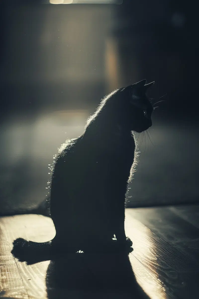 Minimalist Black Cat Wall Art for Moody Home Decor