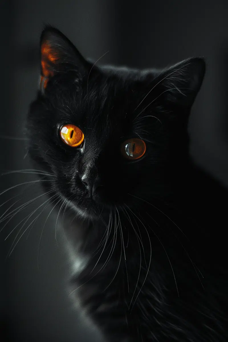 Minimalist Black Cat Wall Art with Glowing Eyes Aesthetic