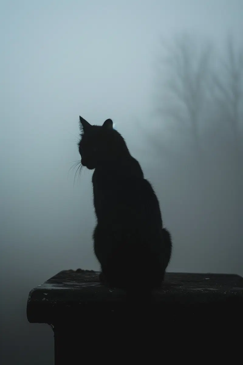 Black Cat Silhouette Printable Wall Art for Dark Aesthetic Decor