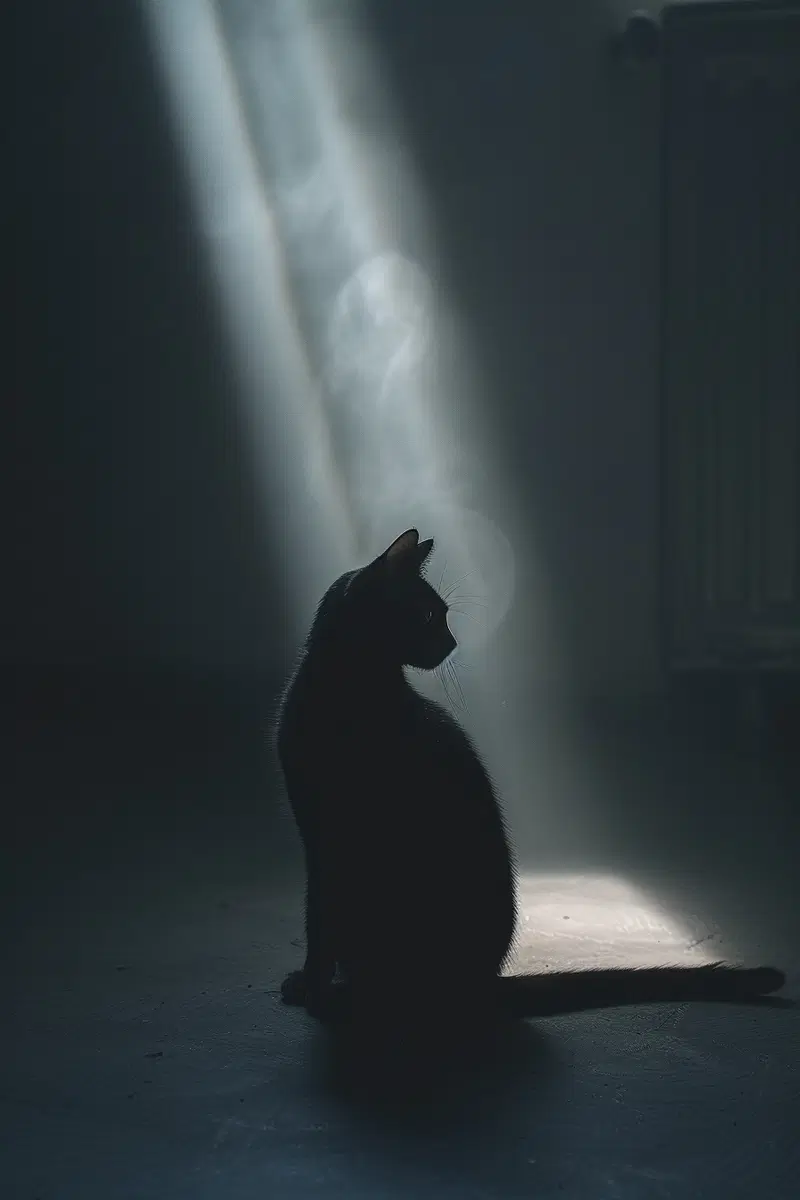 Minimalist Black Cat Wall Art with Emotional Aesthetic