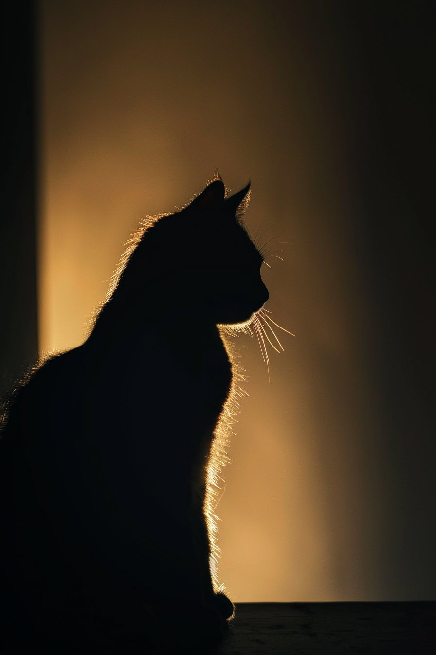 Minimalist black cat silhouette on soft gradient background