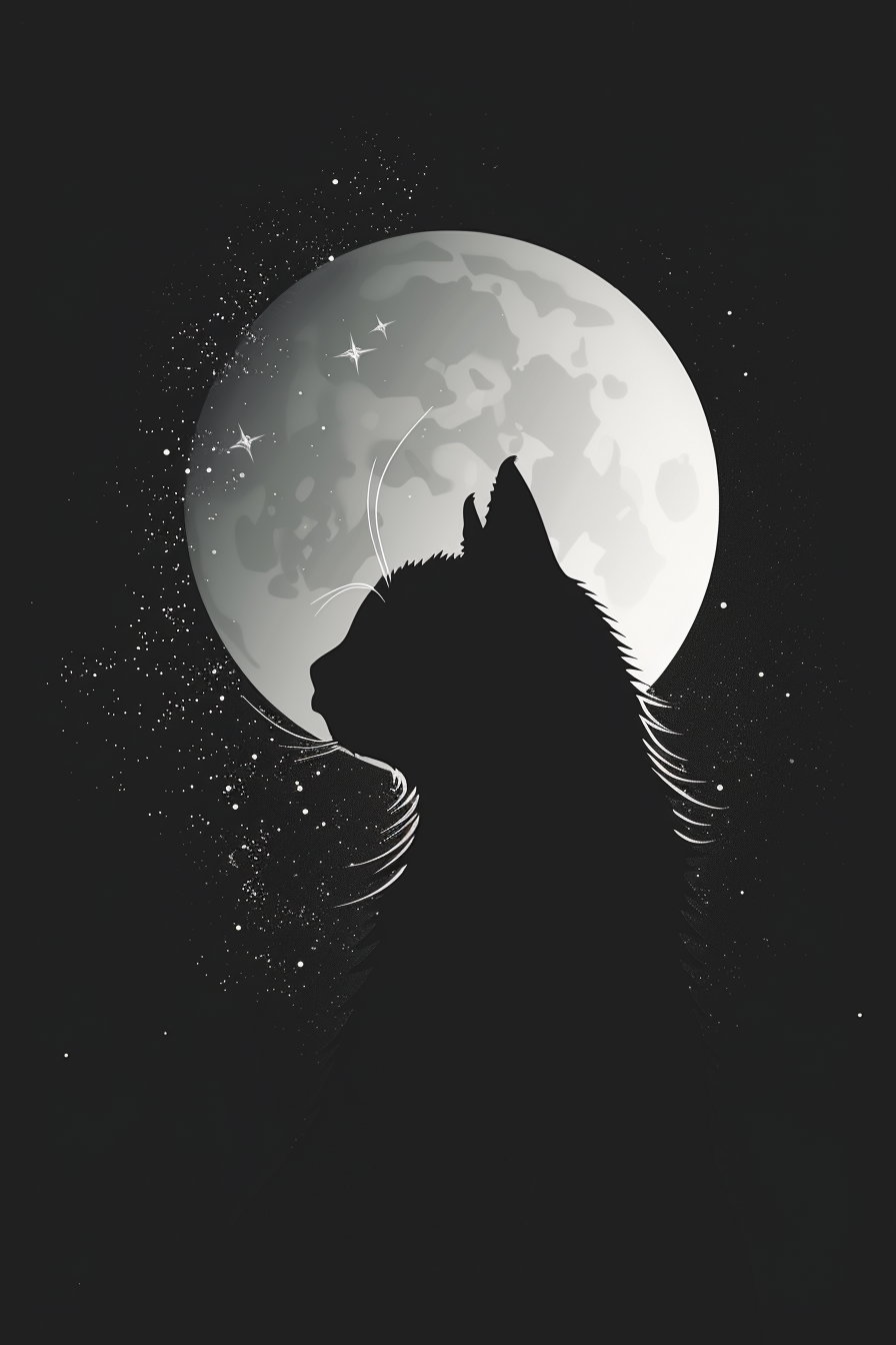 Black cat with glowing abstract circle in mystical design