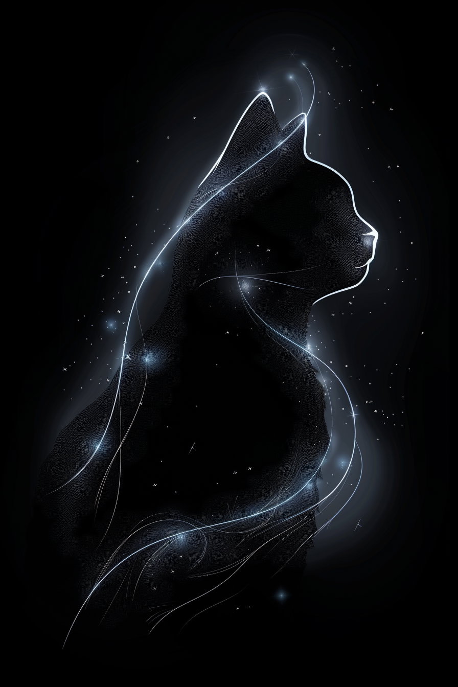 Black cat silhouette surrounded by abstract light aura