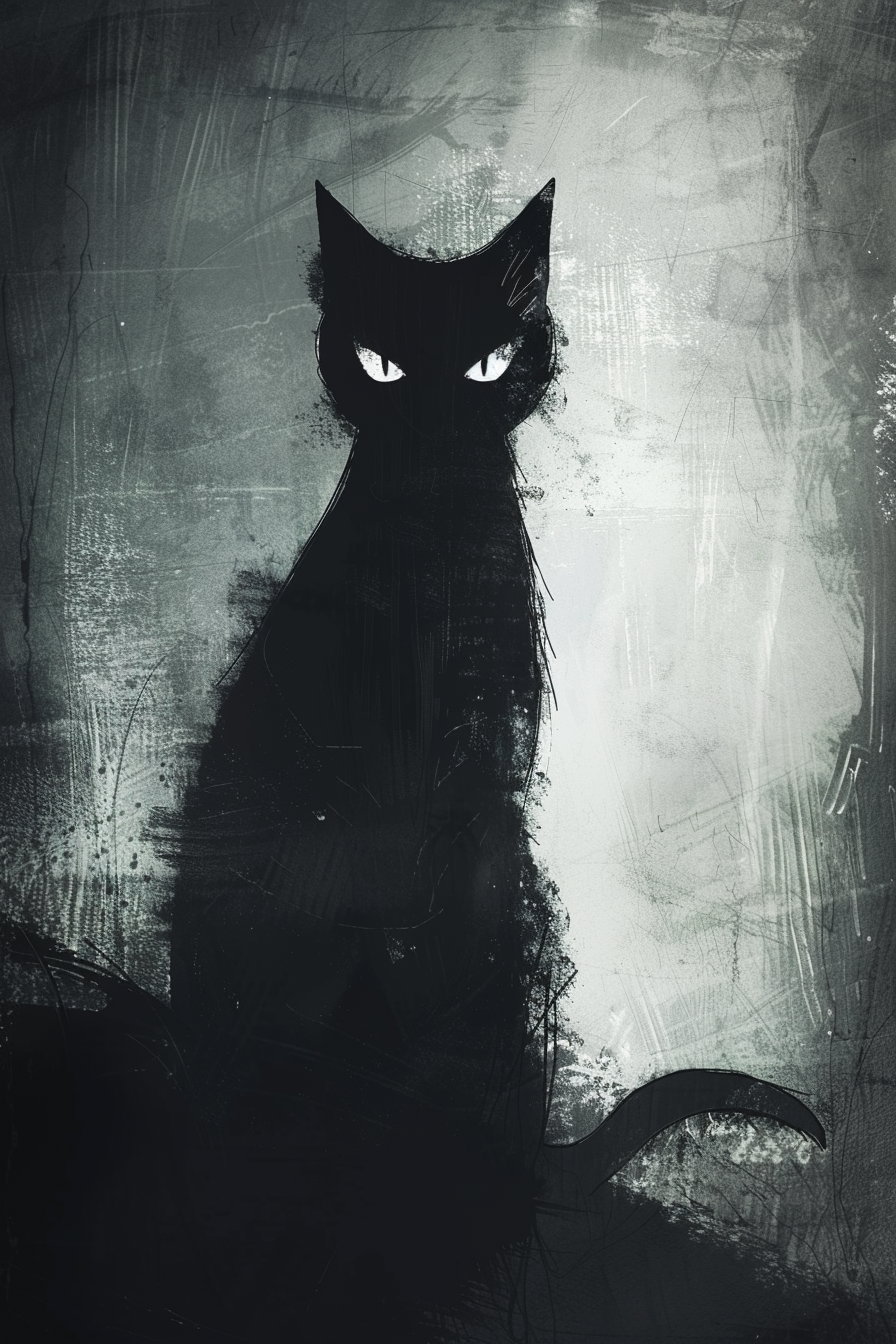 Black cat in shadow with glowing accents and dark aesthetic