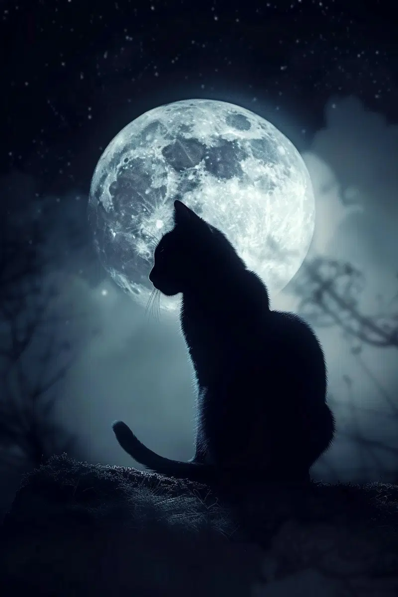 Mystical Black Cat Wall Art for Minimalist Decor