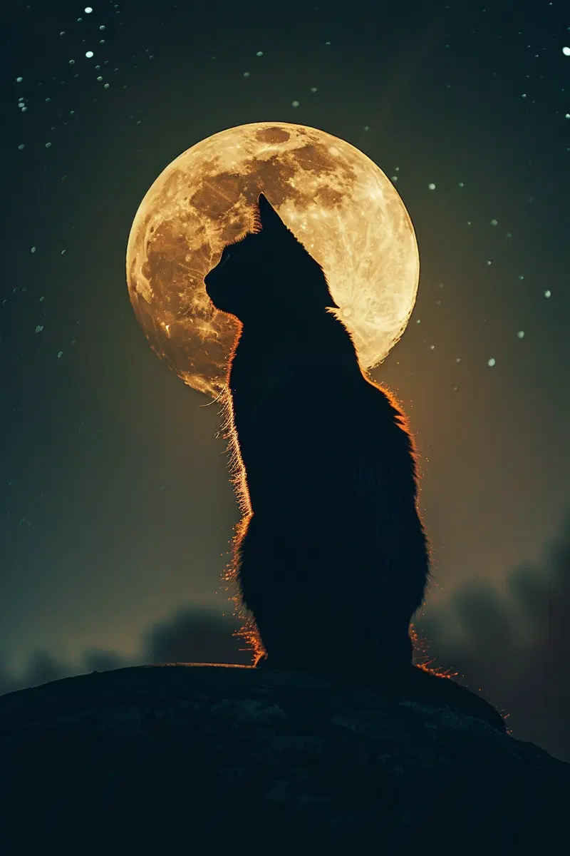 Mystical Black Cat Printable Wall Art for Minimalist Decor