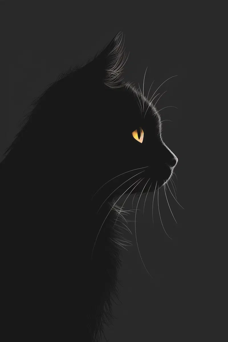 Abstract Black Cat Silhouette Minimalist Wall Art Decor
