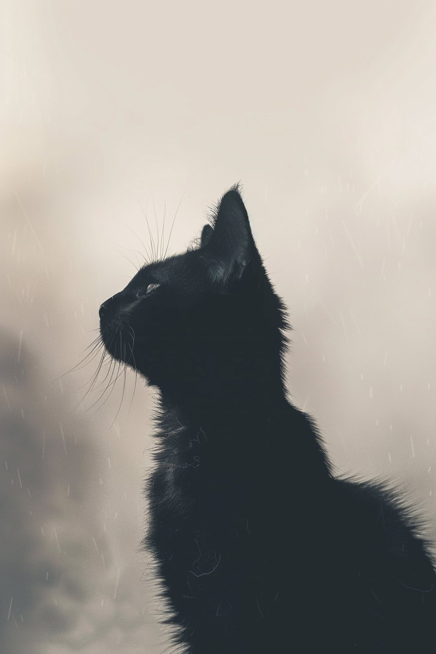 Abstract black cat silhouette with soft gradients and minimal design