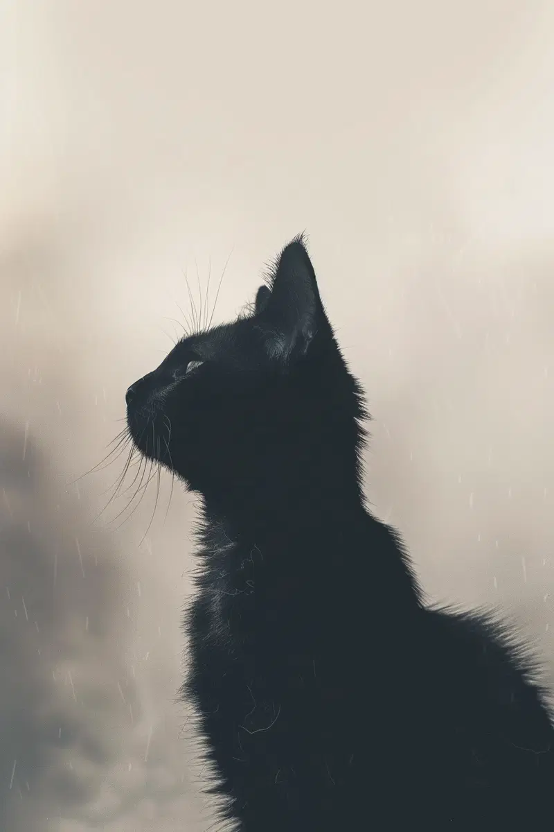 Abstract Black Cat Silhouette Printable Wall Art Aesthetic
