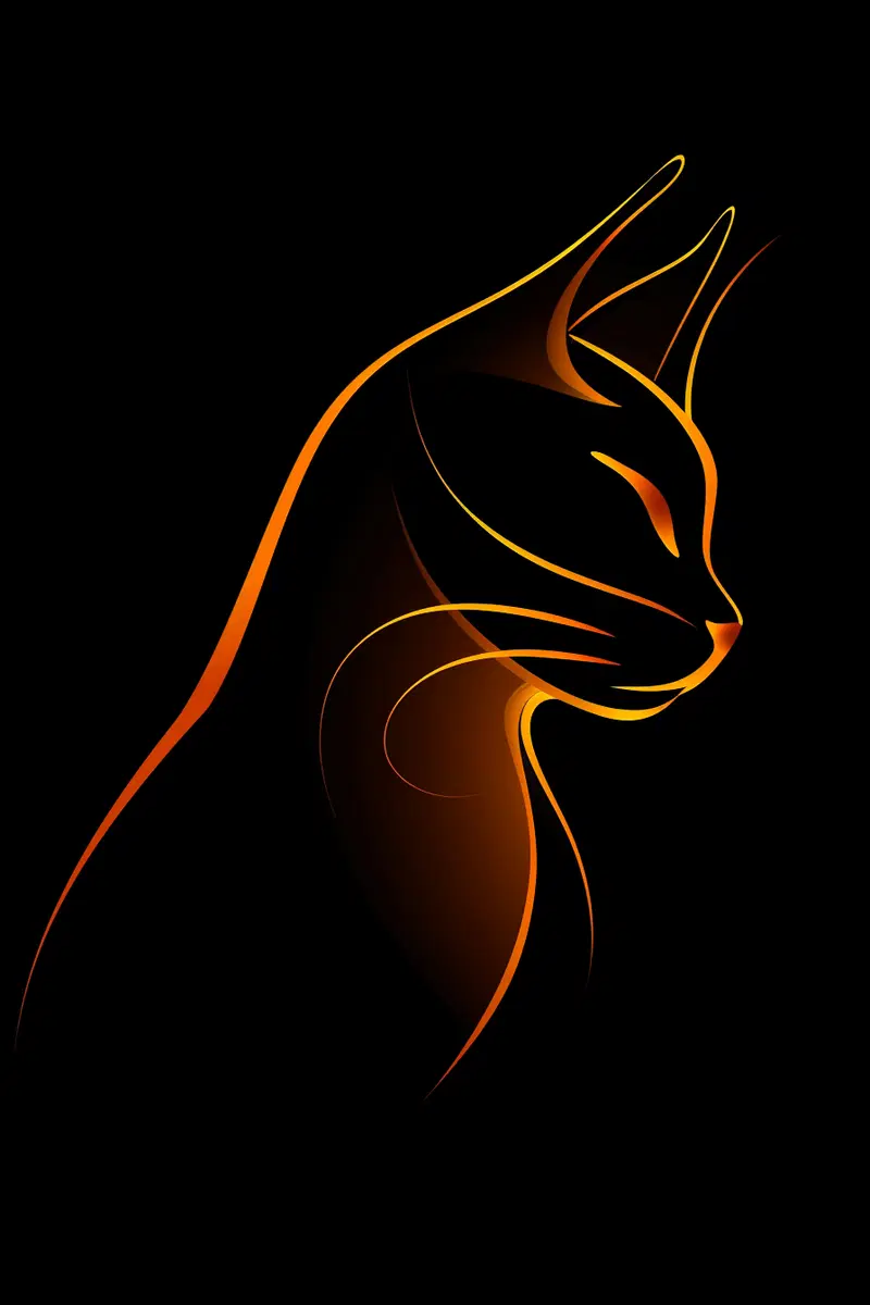 Modern Abstract Black Cat Silhouette Wall Art Printable