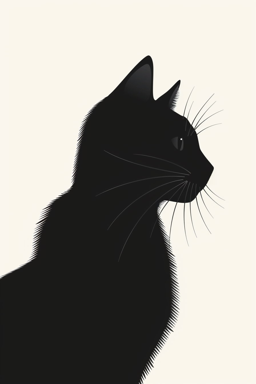 Abstract black cat silhouette with soft gradients and modern design
