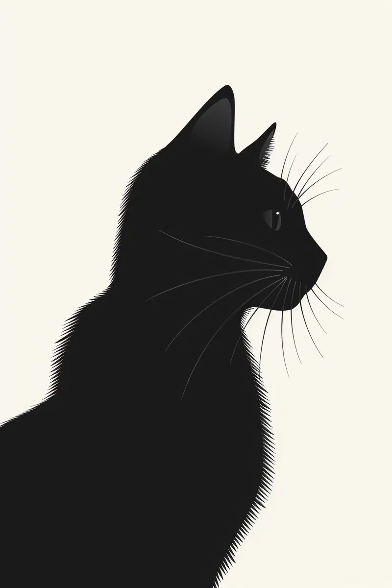 Abstract Black Cat Silhouette Printable Wall Art Decor