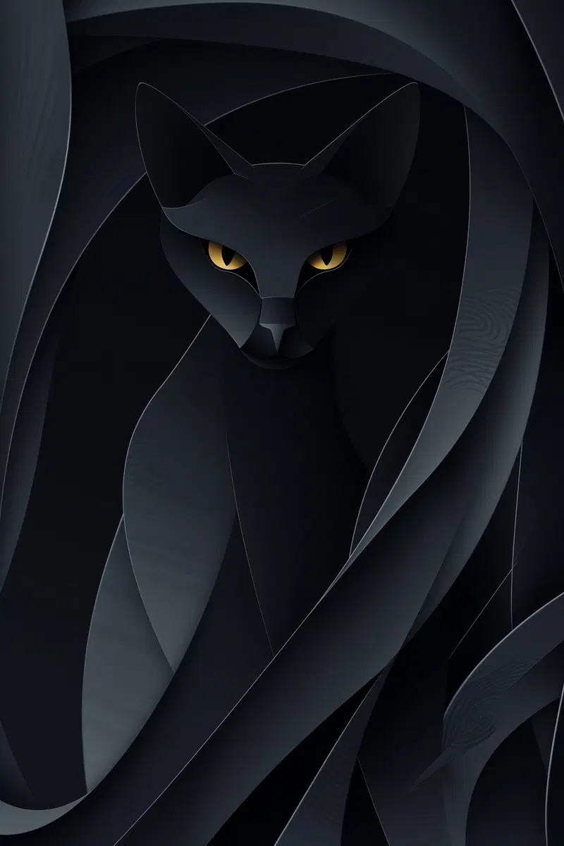 Abstract Black Cat Wall Art Decor for Minimalist Aesthetic