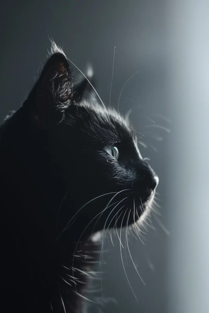 Minimalist Black Cat Portrait Wall Art Aesthetic