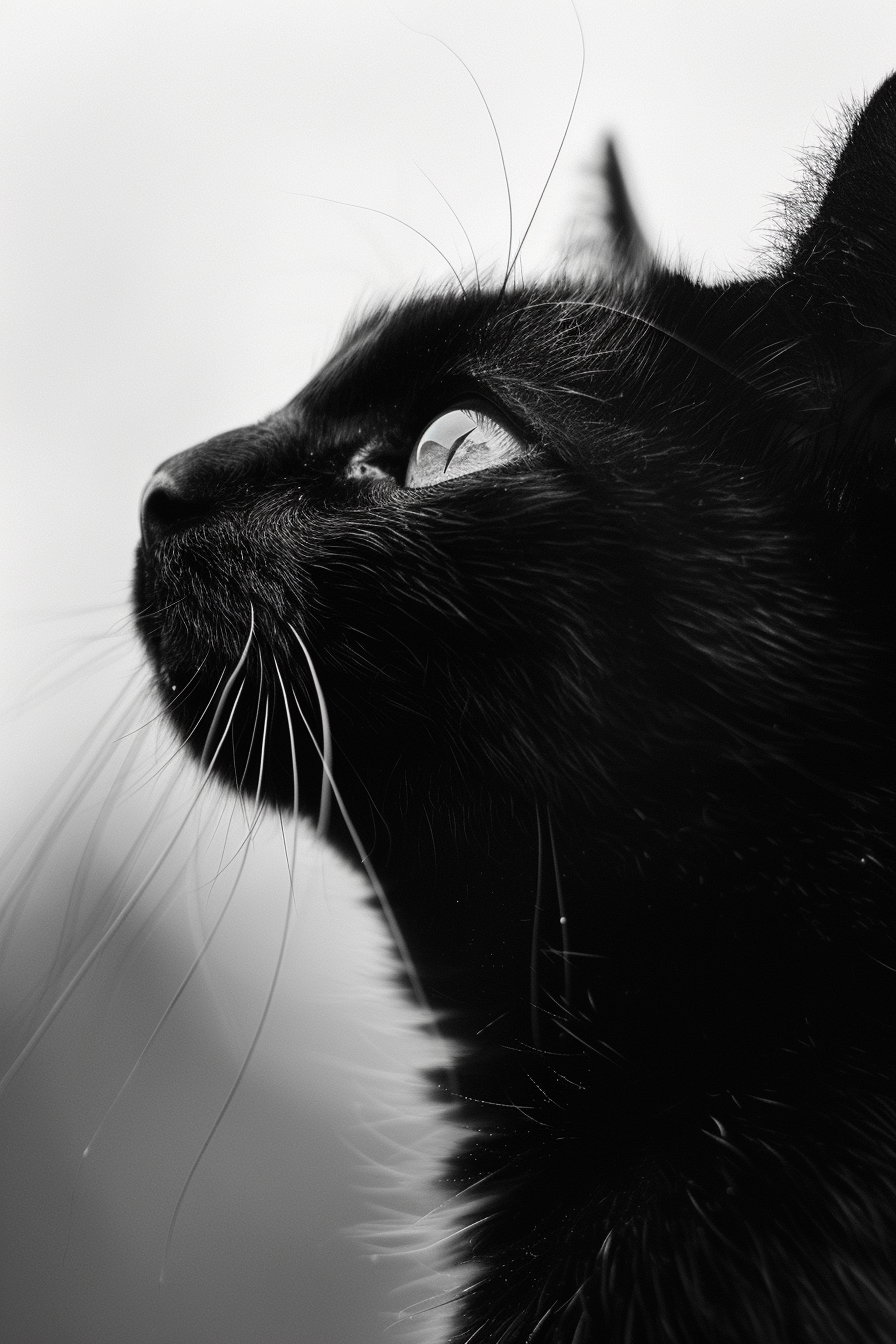Minimalist black cat portrait with soft gradient lighting