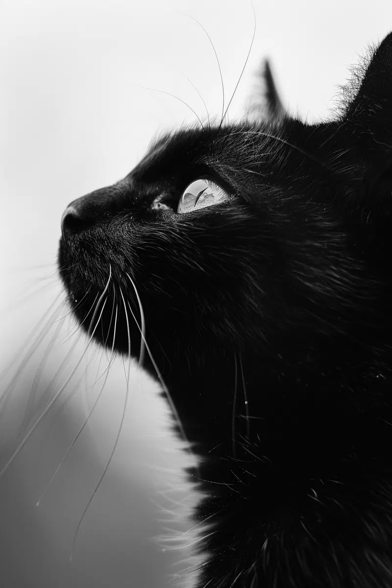 Minimalist Black Cat Portrait Printable Wall Art Aesthetic