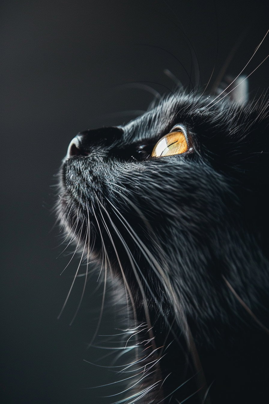 Minimalist black cat portrait with soft gradient lighting