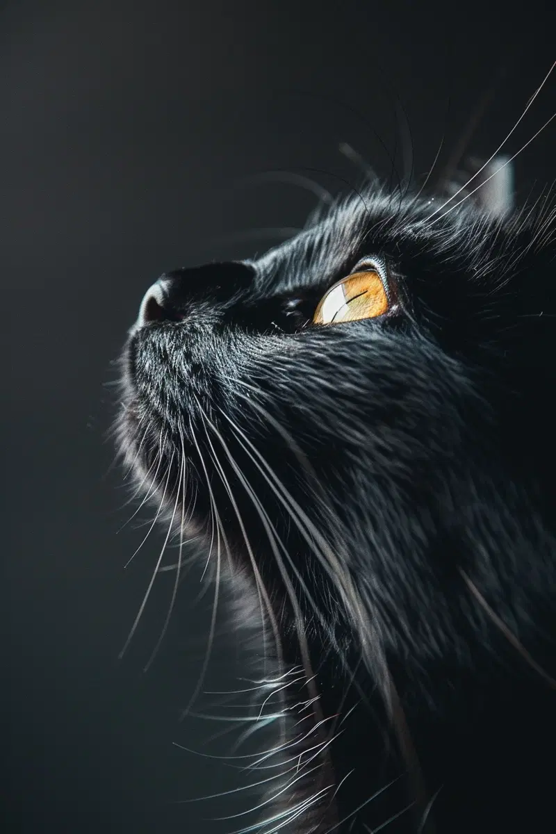 Minimalist Black Cat Portrait Wall Art with Soft Gradient Lighting