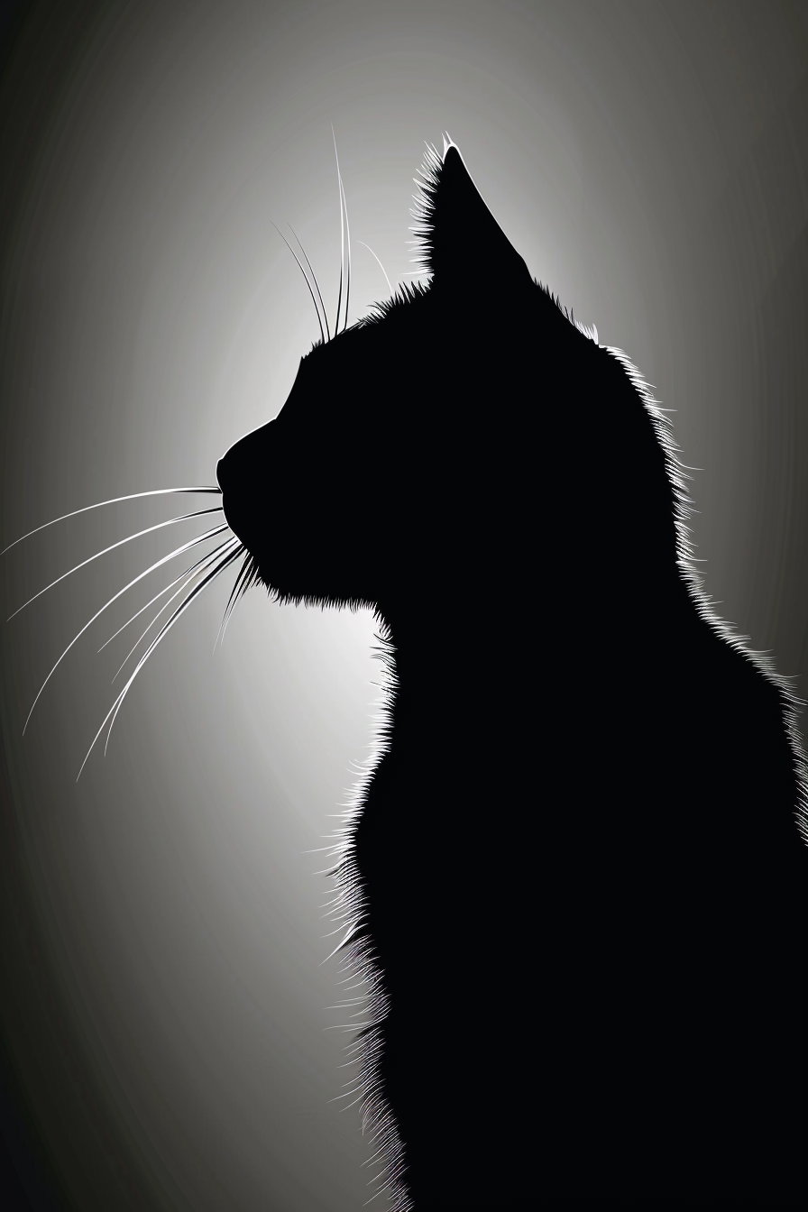 Black cat silhouette against a smooth gradient background