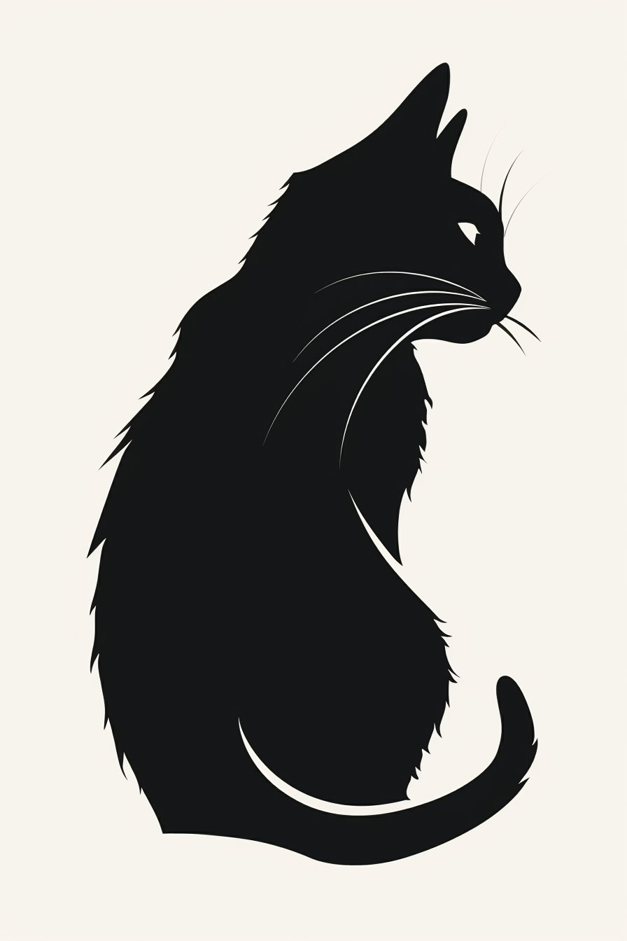 Black cat silhouette in bold contrast and negative space
