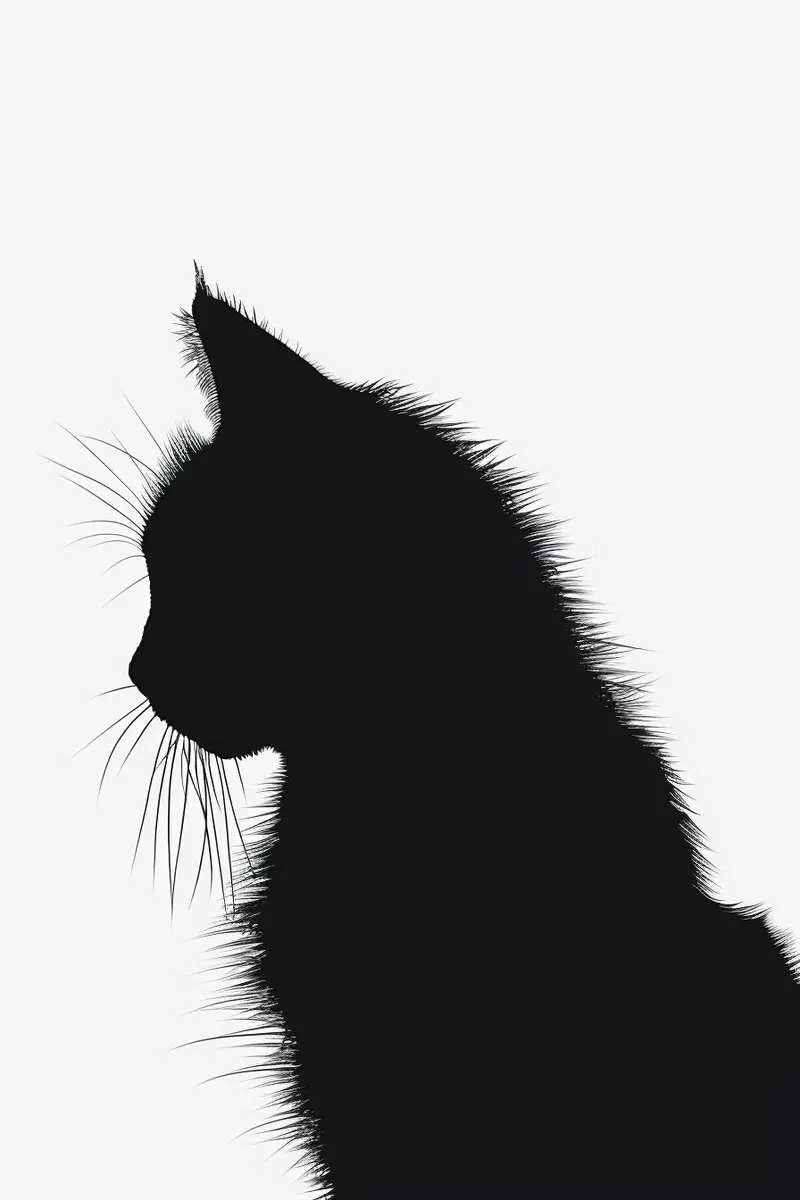 Modern Minimalist Black Cat Silhouette Wall Art Decor