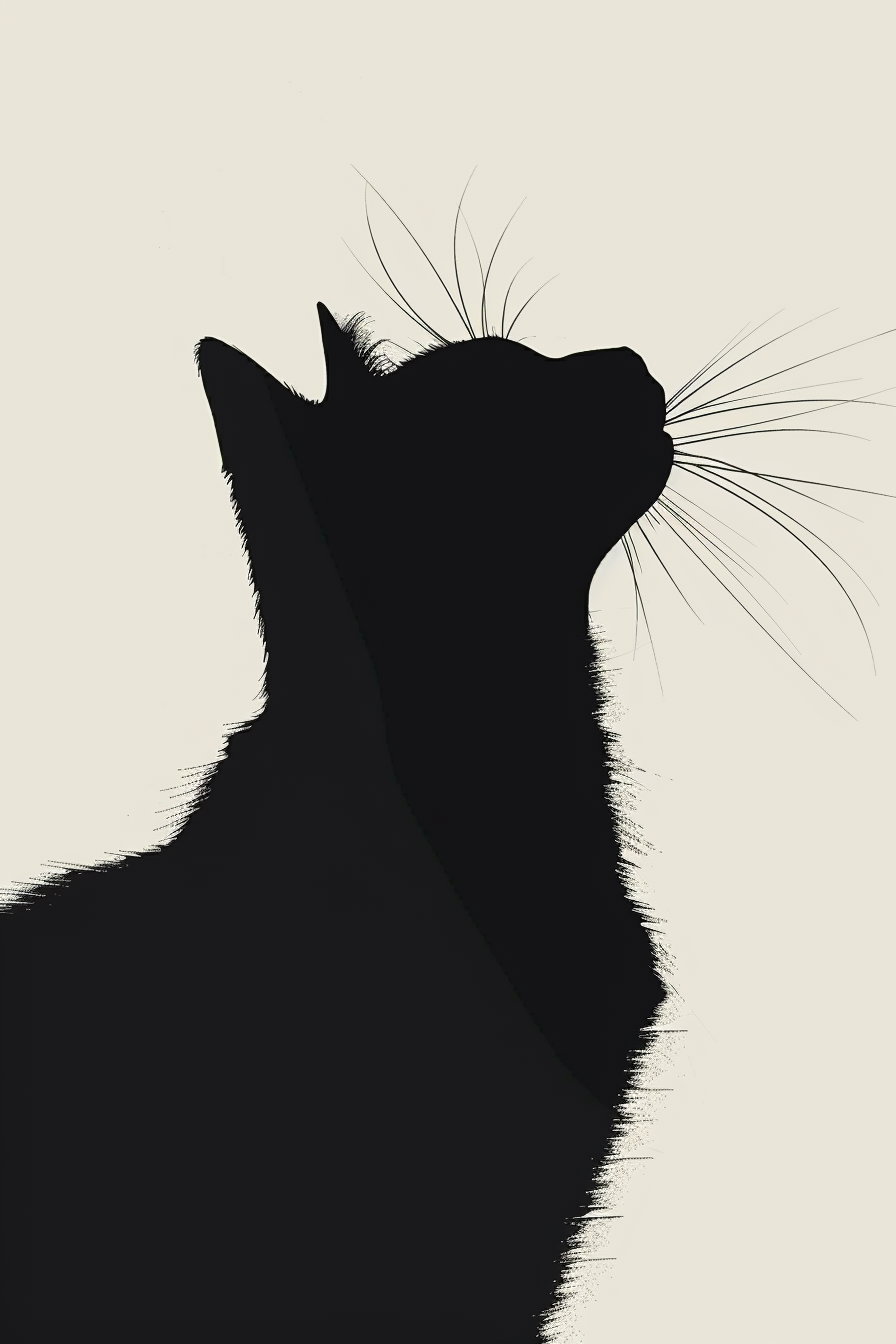 Black cat silhouette in bold contrast and negative space