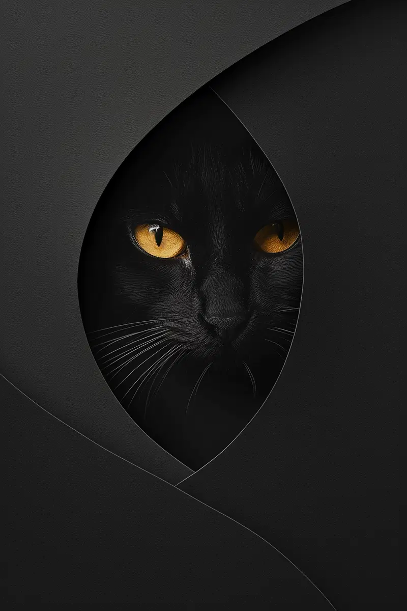 Black Cat Abstract Art Printable Wall Decor Aesthetic