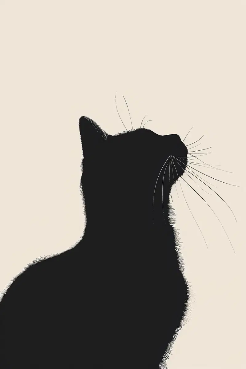 Minimalist Black Cat Silhouette Wall Art Decor