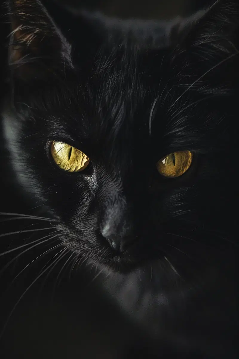 Intense Black Cat Wall Art Printable for Minimalist Decor