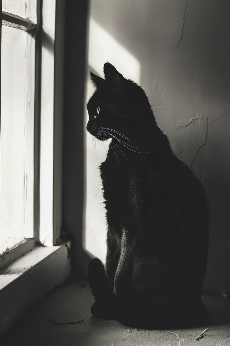 Minimalist Black Cat Wall Art for Cozy Home Decor