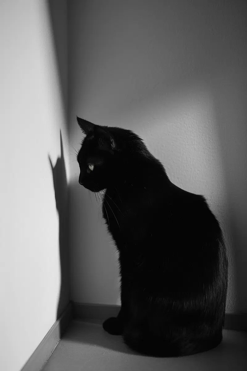 Minimalist Black Cat Wall Art for Cozy Home Aesthetic