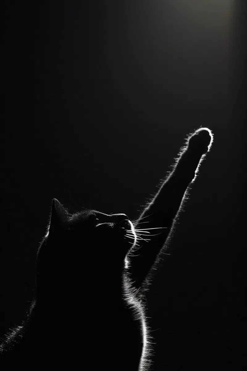 Dramatic Minimalist Black Cat Wall Art Printable Decor