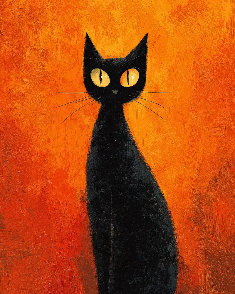 Spooky Rustic Black Cat Art for Fall Home Decor Inspiration