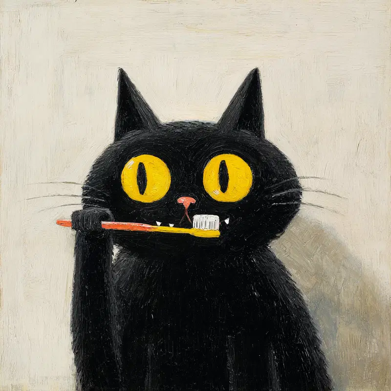 Cute Black Cat Art: Whimsical Oil Painting Inspiration