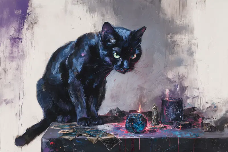 Mystical Black Cat Art: Dark Magic and Supernatural Aesthetic Inspiration