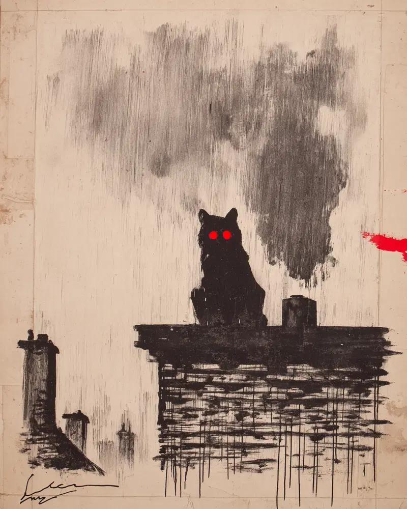 Expressionist Folk Horror Home Decor Inspiration with Black Cat Aesthetic