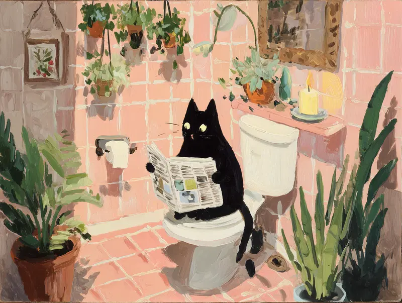 Cute Bathroom Decor Ideas with a Playful Black Cat Theme