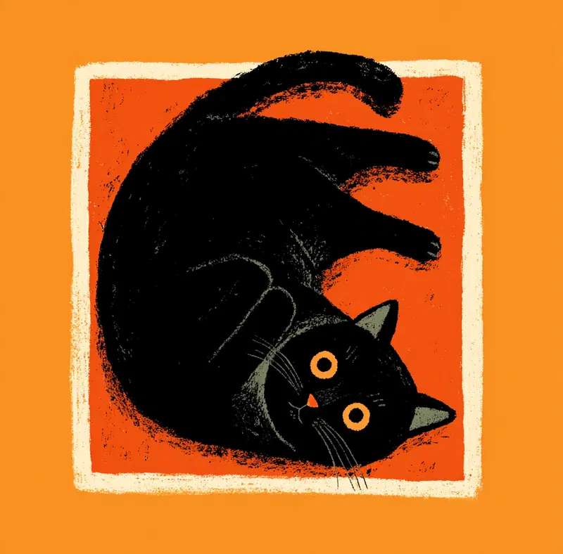 Minimalist Black Cat Illustration for Colorful Home Decor
